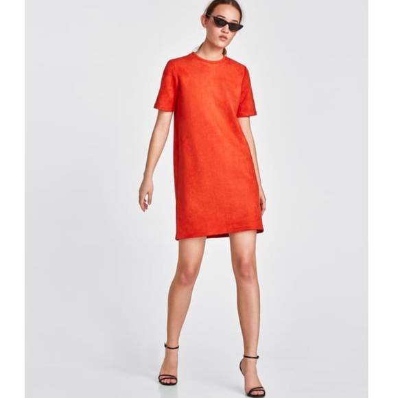 orange suede dress